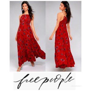 Free People Red floral Garden Party Dress Size M